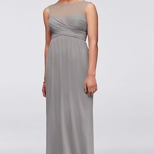 David's Bridal Grey Bridesmaid Dress